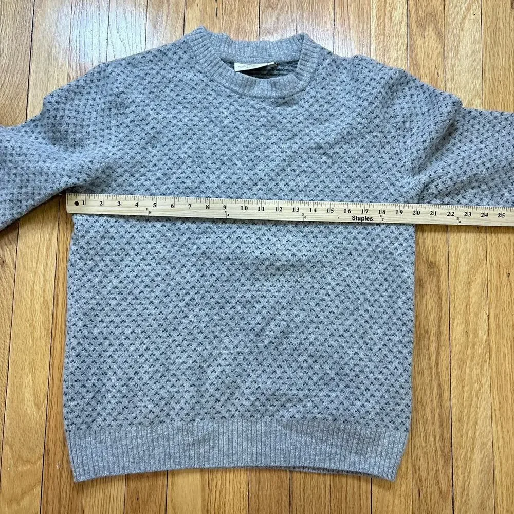 Fjallraven Ovik Nordic Sweater Men’s Size L Wool Gray Pattern Knit Elbow Patches - Picture 7 of 13